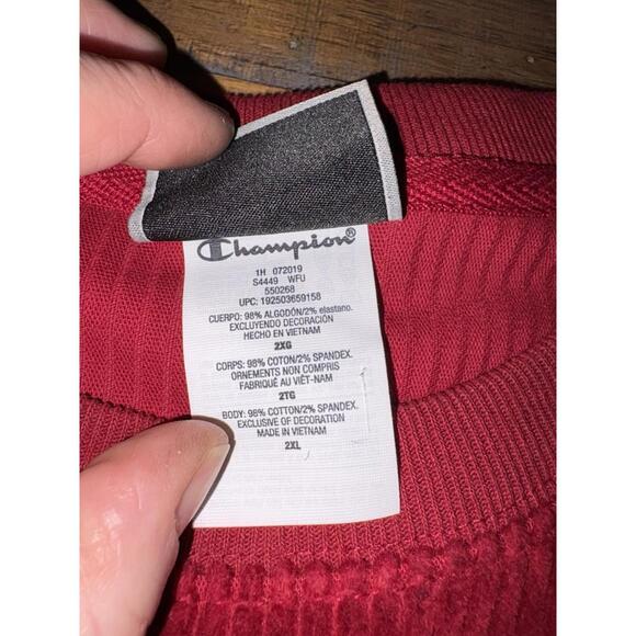 Champion Mens Corduroy Crew Sweatshirt 2XL XXL Maroon Red Logo Cotton Athletic - Picture 8 of 16